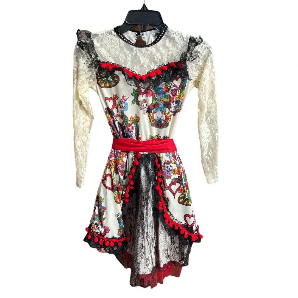 Yandy Party King La Novia Child Day Of The Dead Bride Costume Black Cream Large
